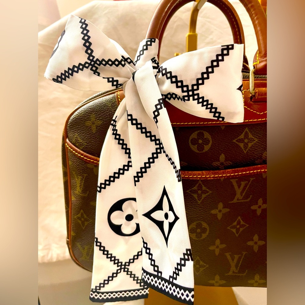 Black Script Monogram Twilly Bandeau Scarf
